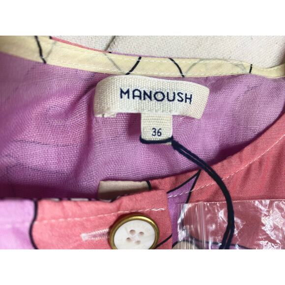 MANOUSH Silk Blend Groovy Floral Comic Strip Shirt Dress US 36 NWT $945 - Picture 13 of 16